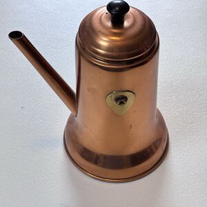 Vintage Copper Craft Guild Wood Side Handle Turkish Coffee Tea Pot No Handle